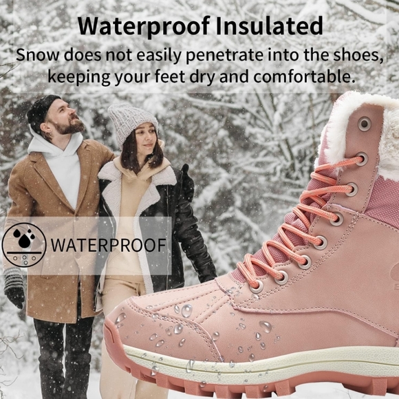 Winter Snow Boots for Womens Hiking Boots, Waterproof Non-Slip Outdoor Fur Warm - Picture 8 of 12